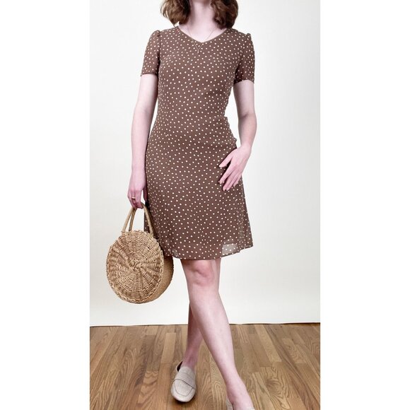 Vintage French Parisian Puff Poof Short Sleeve Mini Dress Girly Romantic Print - Picture 6 of 6